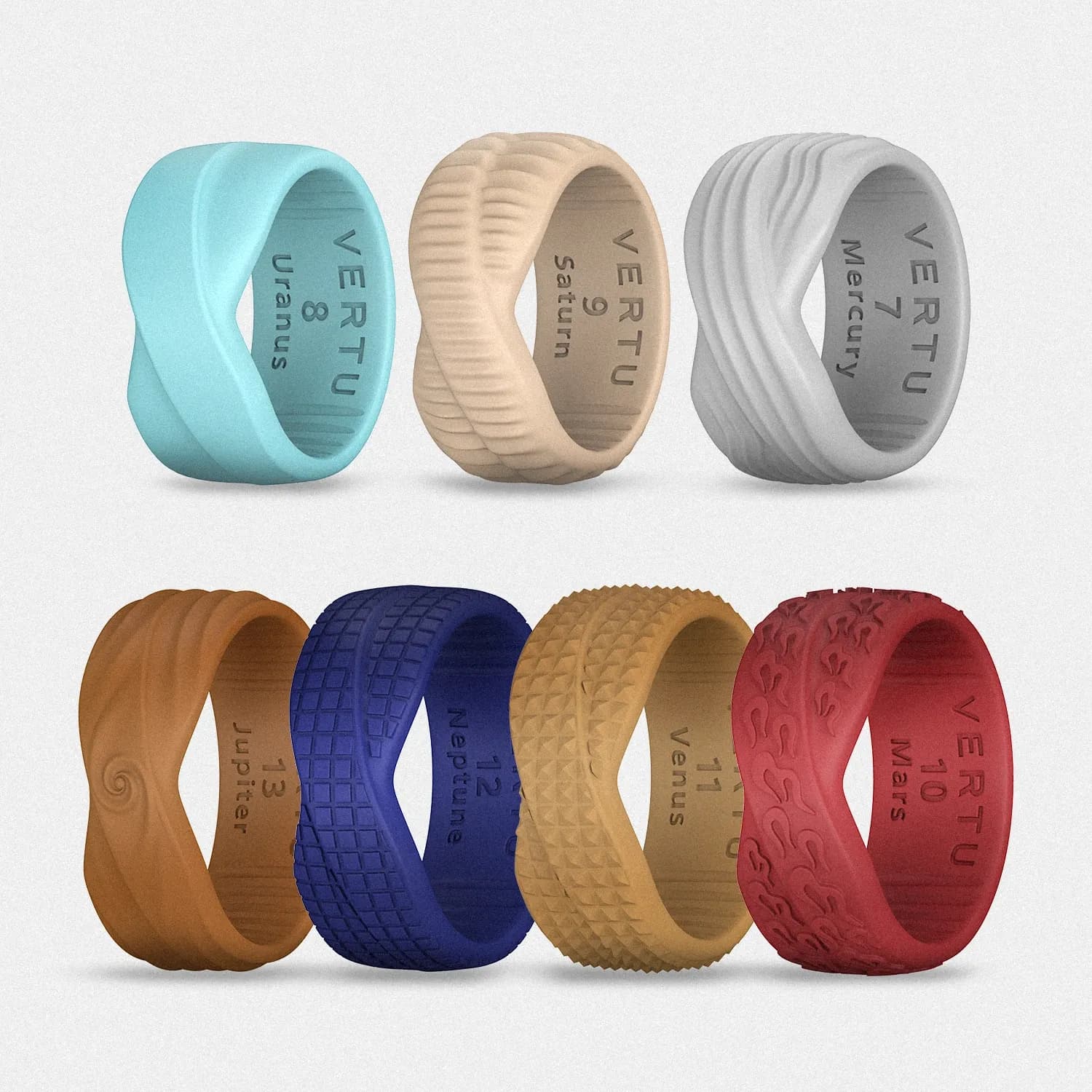 7-Piece Planetary Silicone Rings Set / Набор из 7 Силиконовых Колец Планет