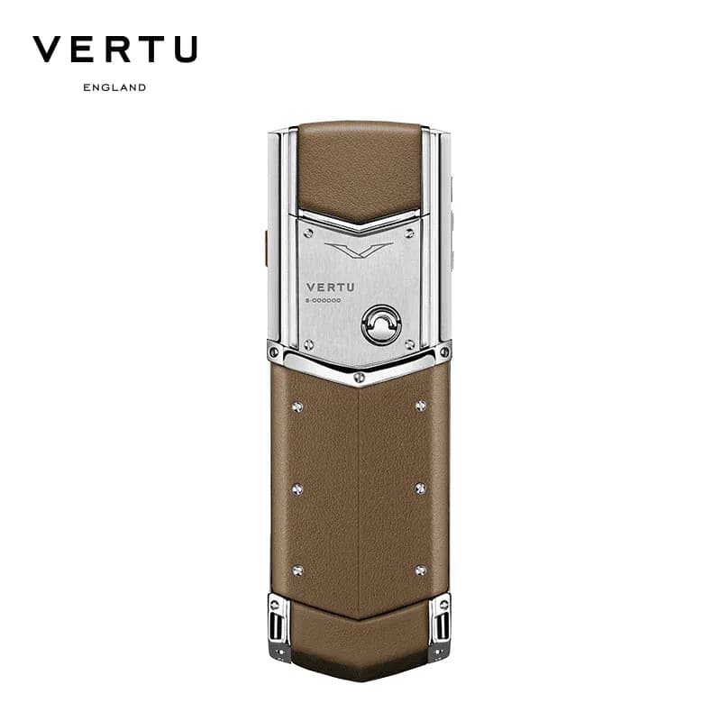Signature V Stainless Steel Phone – Pure Silver Khaki Brown / Коричневый Хаки ( Нержавеющая Сталь )